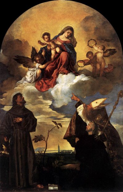 Madonna in Glory with the Christ Child and Sts Francis and Alvise with the Donor by Tiziano Vecelli